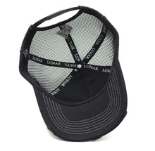 Load image into Gallery viewer, BLACK LH TRUCKER WHITE STITCHING HAT
