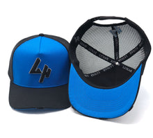 Load image into Gallery viewer, BLUE/BLACK LH TRUCKER HAT
